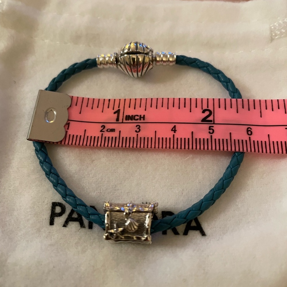 Pandora Seashell Clasp Turquoise Bracelet with charm - Picture 7 of 7